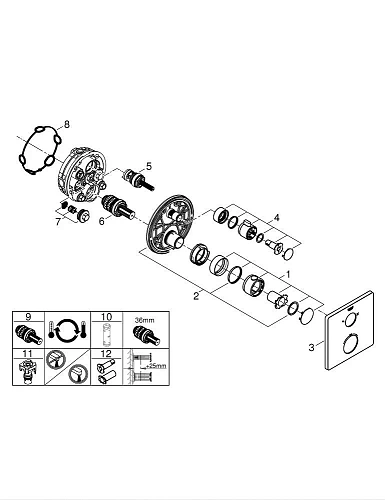 Смеситель для душа GROHE Grohtherm термостатический с переключателем на 2 положения верхний-Душевая 24079000 Смеситель для душа GROHE Grohtherm термостатический с переключателем на 2 положения верхний-Душевая 24079000