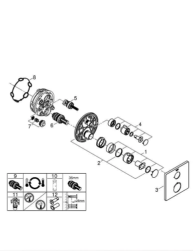 Смеситель для душа GROHE Grohtherm термостатический, квадратная розетка, хром (24078000) Смеситель для душа GROHE Grohtherm термостатический, квадратная розетка, хром (24078000)