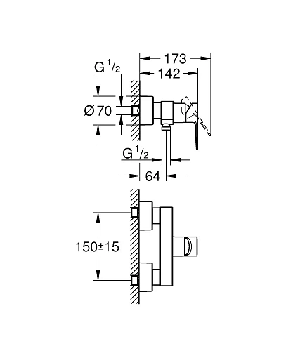 Смеситель для душа GROHE Lineare New, темный графит матовый (33865AL1) Смеситель для душа GROHE Lineare New, темный графит матовый (33865AL1)