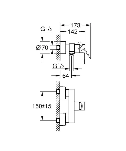 Смеситель для душа GROHE Lineare New, хром (33865001) Смеситель для душа GROHE Lineare New, хром (33865001)