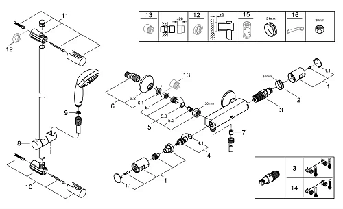 Смеситель для душа GROHE Precision Start с душевым гарнитуром, хром (34597000) термостат Смеситель для душа GROHE Precision Start с душевым гарнитуром, хром (34597000) термостат