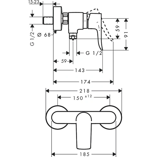 Смеситель для душа hansgrohe Metris 31680000 Смеситель для душа hansgrohe Metris 31680000