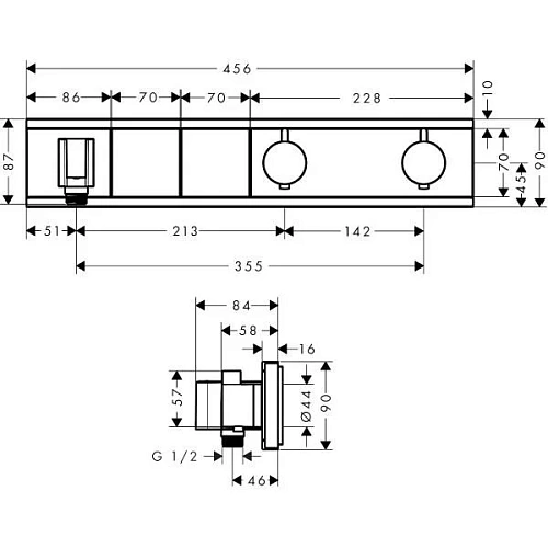 Смеситель для душа hansgrohe RainSelect термостатический хром 15355000 Смеситель для душа hansgrohe RainSelect термостатический хром 15355000