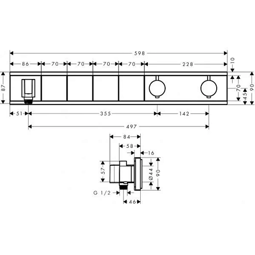 Смеситель для душа hansgrohe RainSelect термостатический черный/хром 15357600 Смеситель для душа hansgrohe RainSelect термостатический черный/хром 15357600
