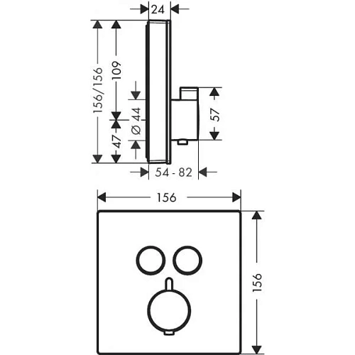 Смеситель для душа hansgrohe ShowerSelect Glass для двух потребителей, термостатический 15738600. Смеситель для душа hansgrohe ShowerSelect Glass для двух потребителей, термостатический 15738600.