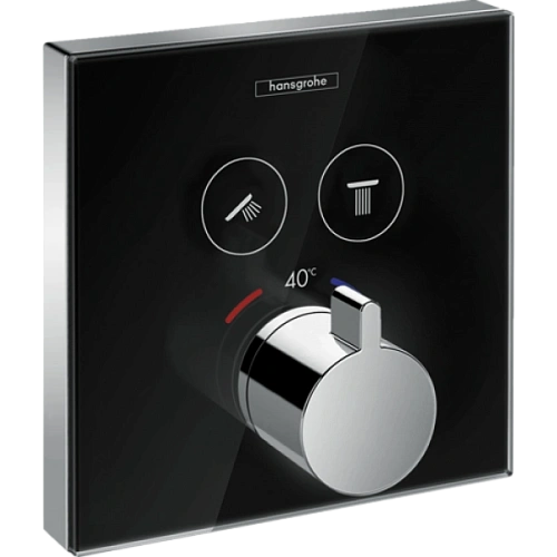 Смеситель для душа hansgrohe ShowerSelect Glass для двух потребителей, термостатический 15738600. Смеситель для душа hansgrohe ShowerSelect Glass для двух потребителей, термостатический 15738600.