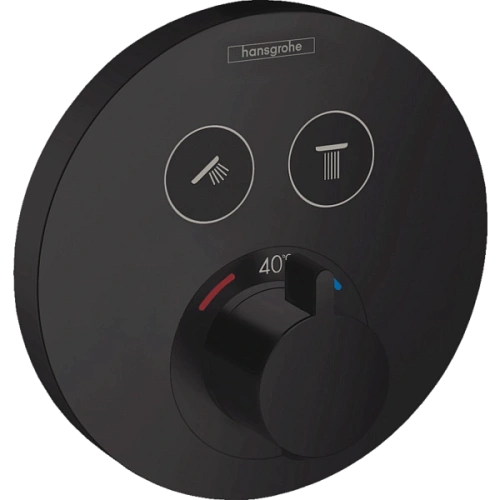 Смеситель для душа Hansgrohe ShowerSelect S, для 2 потребителей, СМ 15743670, матовый черный термост Смеситель для душа Hansgrohe ShowerSelect S, для 2 потребителей, СМ 15743670, матовый черный термост