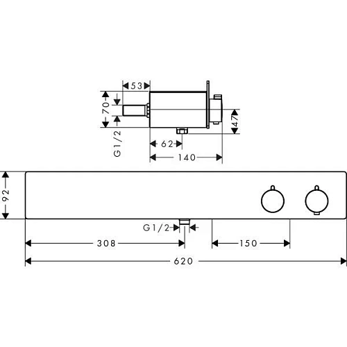 Смеситель для душа hansgrohe ShowerTablet 600 на 2 потребителя, термостатический хром 13108000 Смеситель для душа hansgrohe ShowerTablet 600 на 2 потребителя, термостатический хром 13108000