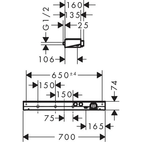 Смеситель для душа hansgrohe ShowerTabletSelect 700 термостатический белый/хром 13184400 Смеситель для душа hansgrohe ShowerTabletSelect 700 термостатический белый/хром 13184400
