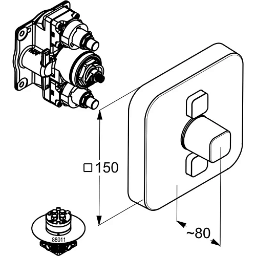 Смеситель для душа Kludi Push 386110538 внешняя часть, квадратный, для 2-х источников Смеситель для душа Kludi Push 386110538 внешняя часть, квадратный, для 2-х источников