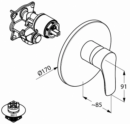 Смеситель для душа Kludi Tercio New 386560575 скрытого монтажа Смеситель для душа Kludi Tercio New 386560575 скрытого монтажа