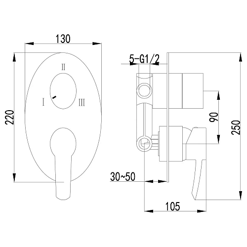 Смеситель для душа Lemark Atlantiss LM3228C встраиваемый, хром Смеситель для душа Lemark Atlantiss LM3228C встраиваемый, хром