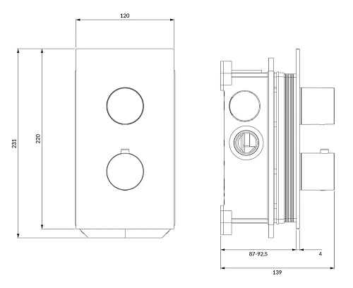Смеситель для душа OMNIRES CONTOUR CT8036AT (антрацит) термостатический скрытого монтажа Смеситель для душа OMNIRES CONTOUR CT8036AT (антрацит) термостатический скрытого монтажа
