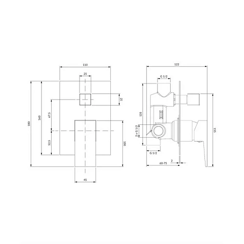 Смеситель для душа OMNIRES FRESH FR7135CR хром скрытого монтажа Смеситель для душа OMNIRES FRESH FR7135CR хром скрытого монтажа