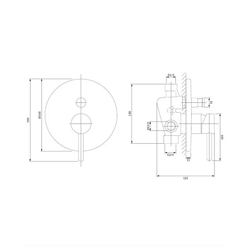 Смеситель для душа OMNIRES Y Y1235NI (никель) скрытого монтажа Смеситель для душа OMNIRES Y Y1235NI (никель) скрытого монтажа