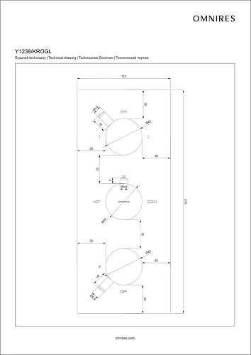 Смеситель для душа OMNIRES Y Y1238/KROGL золото термостатический Смеситель для душа OMNIRES Y Y1238/KROGL золото термостатический