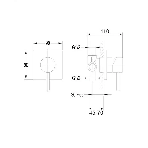 Смеситель для душа OMNIRES Y Y1245/KCR хром скрытого монтажа Смеситель для душа OMNIRES Y Y1245/KCR хром скрытого монтажа