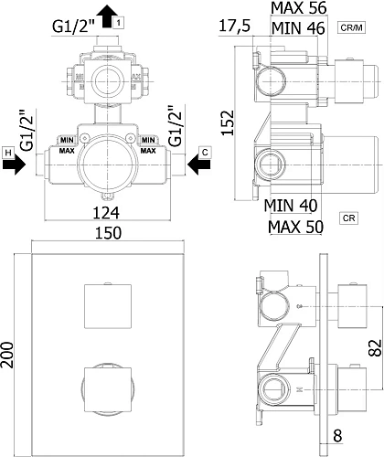 Смеситель для душа Paffoni Elle LEQ513NO/M термостатический Смеситель для душа Paffoni Elle LEQ513NO/M термостатический
