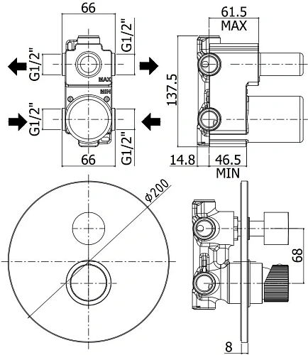 Смеситель для душа Paffoni Jo JO018CR (с внутренней частью) Смеситель для душа Paffoni Jo JO018CR (с внутренней частью)