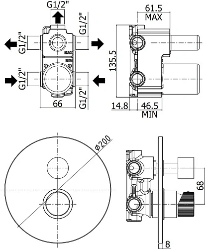 Смеситель для душа Paffoni Jo JO019NO (с внутренней частью) Смеситель для душа Paffoni Jo JO019NO (с внутренней частью)