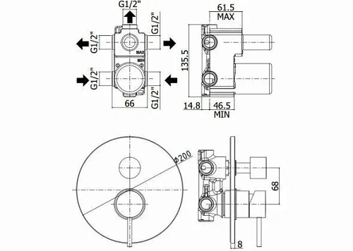 Смеситель для душа Paffoni Light LIG019ST (с внутренней частью) Смеситель для душа Paffoni Light LIG019ST (с внутренней частью)