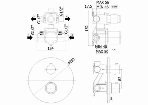 Смеситель для душа Paffoni Light LIQ018BO (с внутренней частью) Смеситель для душа Paffoni Light LIQ018BO (с внутренней частью)