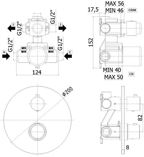 Смеситель для душа Paffoni Light LIQ018CR (с внутренней частью) Смеситель для душа Paffoni Light LIQ018CR (с внутренней частью)