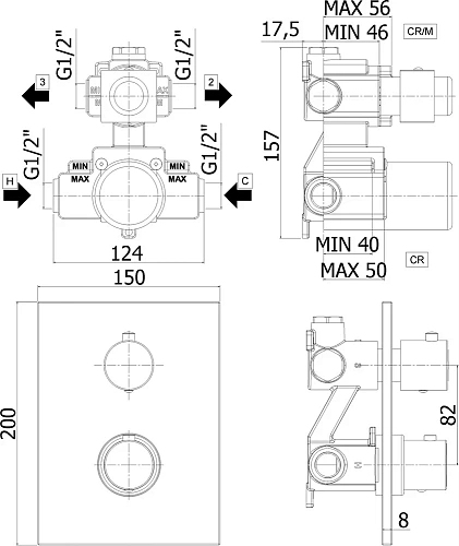Смеситель для душа Paffoni Light LIQ518NO/M встраиваемый Смеситель для душа Paffoni Light LIQ518NO/M встраиваемый