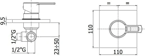 Смеситель для душа Paffoni Ringo RIN010BO/M (с внутренней частью) Смеситель для душа Paffoni Ringo RIN010BO/M (с внутренней частью)