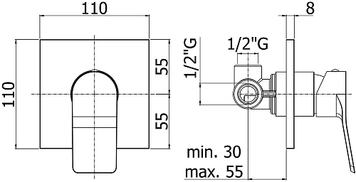 Смеситель для душа Paffoni Tilt TI010ST/M (с внутренней частью) Смеситель для душа Paffoni Tilt TI010ST/M (с внутренней частью)