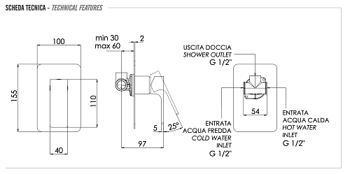 Смеситель для душа Remer Absolute AU30 Смеситель для душа Remer Absolute AU30
