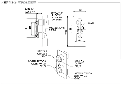 Смеситель для душа Remer Absolute AU92 Смеситель для душа Remer Absolute AU92