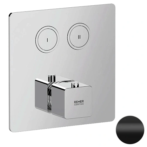 Смеситель для душа Remer Absolute AU99D2KBNO термостатический, черный матовый Смеситель для душа Remer Absolute AU99D2KBNO термостатический, черный матовый