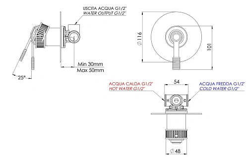 Смеситель для душа Remer Atelier AL30LNO, черный матовый Смеситель для душа Remer Atelier AL30LNO, черный матовый