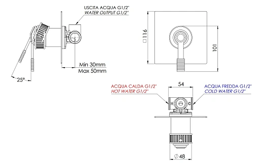 Смеситель для душа Remer Atelier AL30QBO, белый матовый Смеситель для душа Remer Atelier AL30QBO, белый матовый