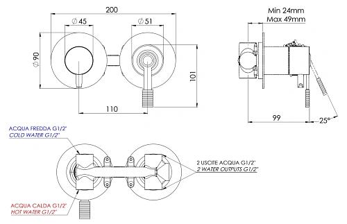 Смеситель для душа Remer Atelier AL92ZPNO, черный матовый Смеситель для душа Remer Atelier AL92ZPNO, черный матовый