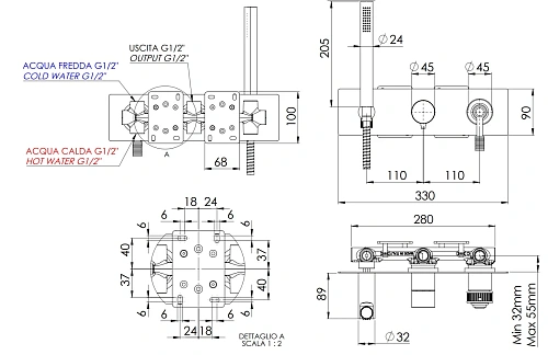 Смеситель для душа Remer Atelier AL97D2BO, белый матовый Смеситель для душа Remer Atelier AL97D2BO, белый матовый