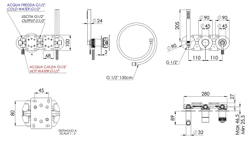Смеситель для душа Remer Atelier AL97D2PRP, медь брашированная Смеситель для душа Remer Atelier AL97D2PRP, медь брашированная