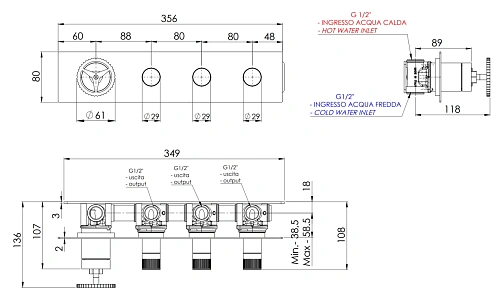 Смеситель для душа Remer Chrono CH98D3NO, черный матовый Смеситель для душа Remer Chrono CH98D3NO, черный матовый