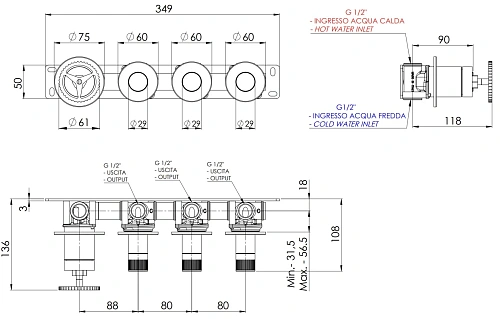 Смеситель для душа Remer Chrono CH98D3PBG, золото брашированное Смеситель для душа Remer Chrono CH98D3PBG, золото брашированное