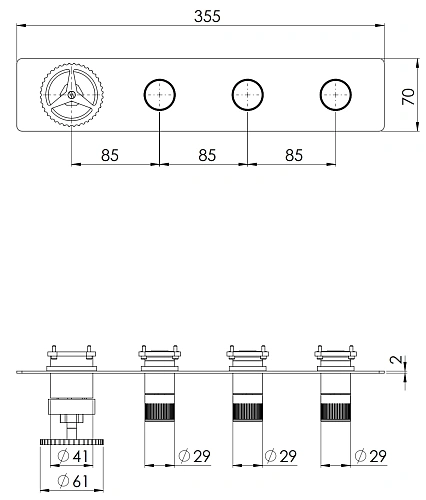 Смеситель для душа Remer Chrono CH98D3WBRP, медь брашированная Смеситель для душа Remer Chrono CH98D3WBRP, медь брашированная