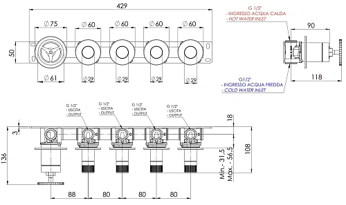 Смеситель для душа Remer Chrono CH98D4PNO, черный матовый Смеситель для душа Remer Chrono CH98D4PNO, черный матовый