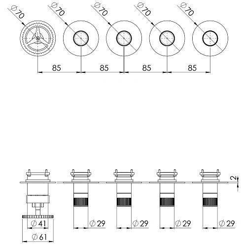 Смеситель для душа Remer Chrono CH98D4PWBBG, золото брашированное Смеситель для душа Remer Chrono CH98D4PWBBG, золото брашированное