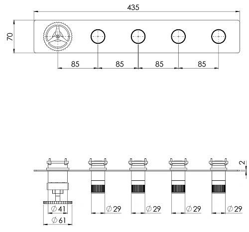 Смеситель для душа Remer Chrono CH98D4WBCFP, черный брашированный хром Смеситель для душа Remer Chrono CH98D4WBCFP, черный брашированный хром