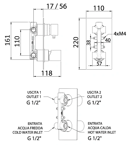Смеситель для душа Remer Edge EG592 Смеситель для душа Remer Edge EG592