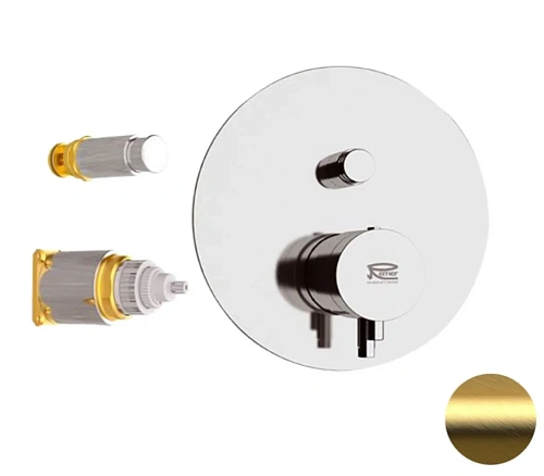 Смеситель для душа Remer Elegance NT09KBBG термостатический, золото брашированное Смеситель для душа Remer Elegance NT09KBBG термостатический, золото брашированное