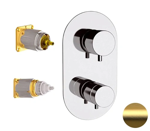 Смеситель для душа Remer Elegance NT92KBBG термостатический, золото брашированное Смеситель для душа Remer Elegance NT92KBBG термостатический, золото брашированное