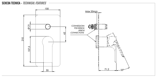 Смеситель для душа Remer Energy EY09KBNO, черный матовый Смеситель для душа Remer Energy EY09KBNO, черный матовый