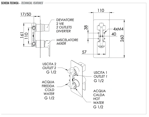Смеситель для душа Remer Energy EY92 Смеситель для душа Remer Energy EY92