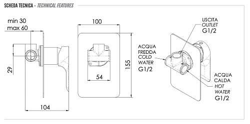 Смеситель для душа Remer Infinity I30NPO, никель матовый брашированный Смеситель для душа Remer Infinity I30NPO, никель матовый брашированный
